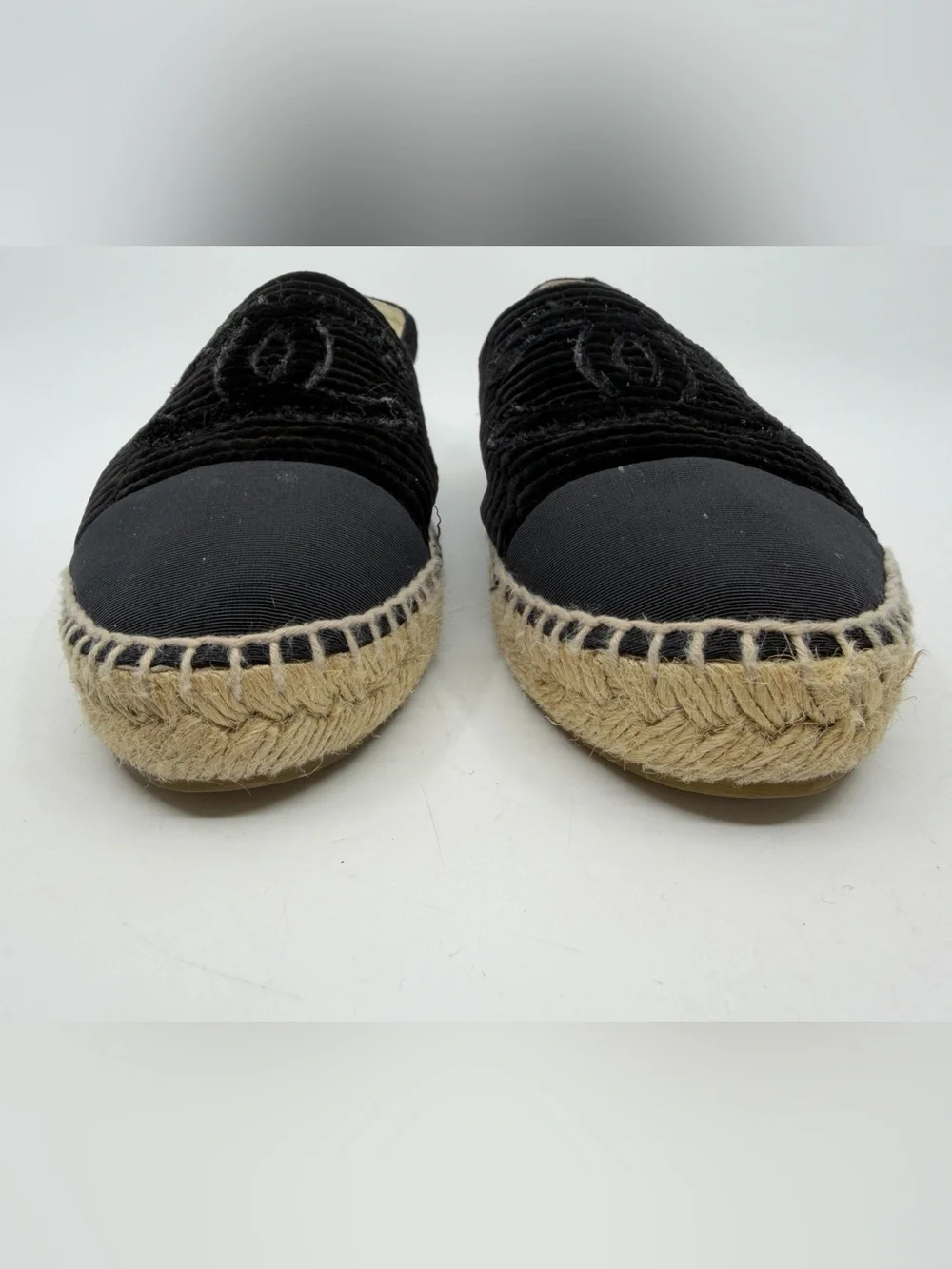 Chanel Velvet Grosgrain CC Espadrilles